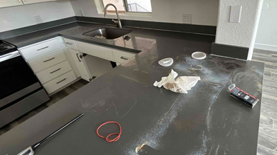 In this BEFORE image, you can see where we tested our theory about alkaline etch damage. Photo