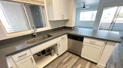 Here are the kitchen countertops AFTER restoration. Photo