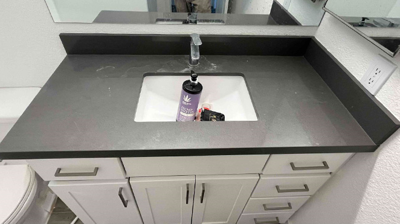 This image was taken after we cleaned up the mystery substance but before restoration. Photo