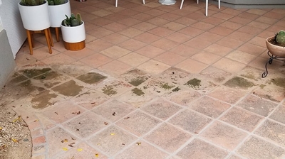 The top portion had been cleaned, but not yet sealed. We were working on the mid section when this photo was taken. The bottom p Photo