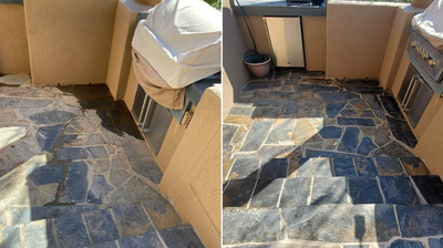 Here is a BEFORE (left) and AFTER (right) of the grill area. Photo