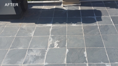 This is the same area after we deep cleaned and sealed the slate. Photo