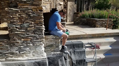 Stacked Stone Pool Feature Repaired