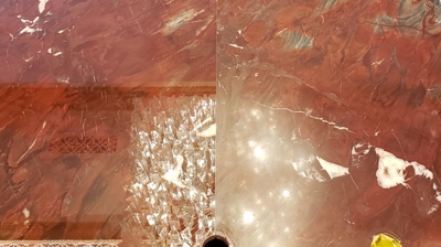 The left side of the countertop has StoneGuard protection. See for yourself how StoneGuard dramatically increases the gloss. Photo