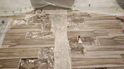 Here is what the floor looked like when we first started working. Photo