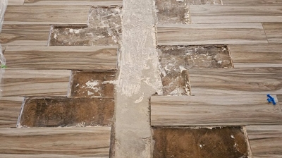 After clearing away some of the adhesives on the substrate, we stopped to take this picture. Photo