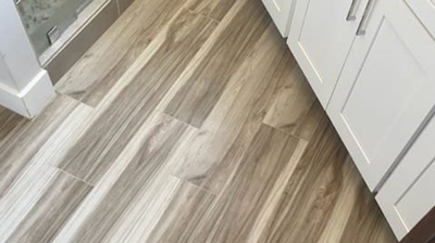 Here is another bathroom floor image taken AFTER installation, second bathroom. Photo