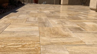 Travertine Cleaned, Sealed, and Enhanced