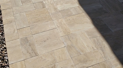 This BEFORE image shows the travertine the dull, washed out travertine. Photo