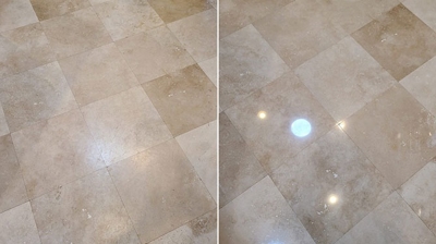 This BEFORE (left) and AFTER (right) shows how we restored the shine. Photo