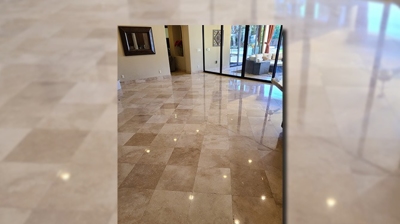 You can clearly see the reflection of the overhead lights in this AFTER image. Photo