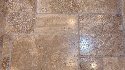 As you can see in this AFTER image, the travertine floor has a fresh, clean, and inviting appearance. Photo