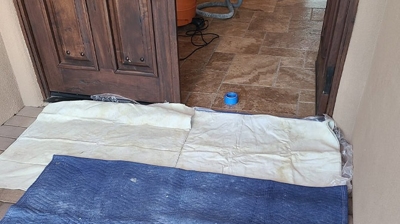 We always protect the surfaces surrounding our work area. Photo