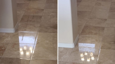 A side-by-side comparison demonstrates the difference between the other company's finish (left) and ours (right). Photo