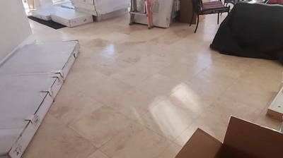 Here is a BEFORE image of the travertine floor. Photo