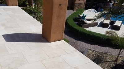 Here is another AFTER image, showing the rust stains removed from the travertine. Photo