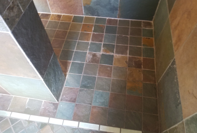 Slate Shower Stripped Cleaned And, Slate Tile Sealer Remover
