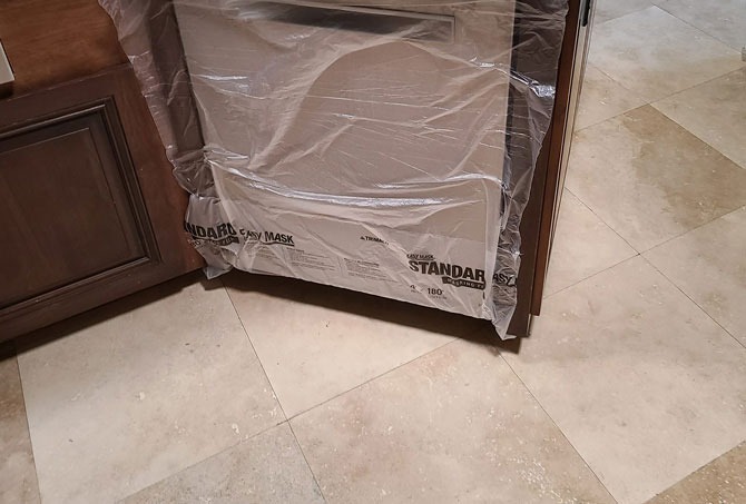 We masked and protected the dishwasher