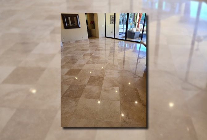 You can clearly see the reflection of the overhead lights in this AFTER image