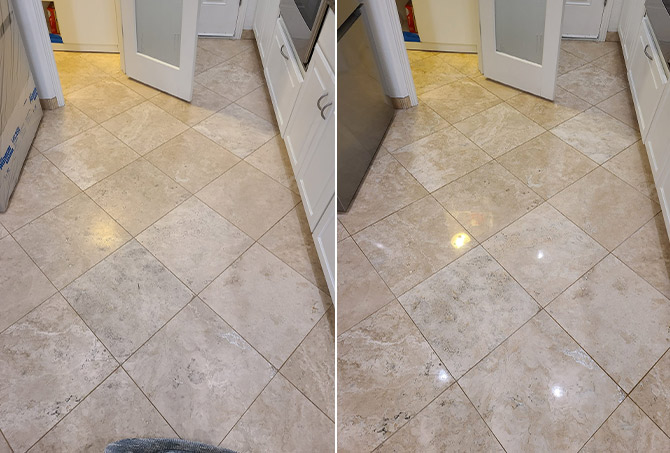 Travertine Refinishing Before and After