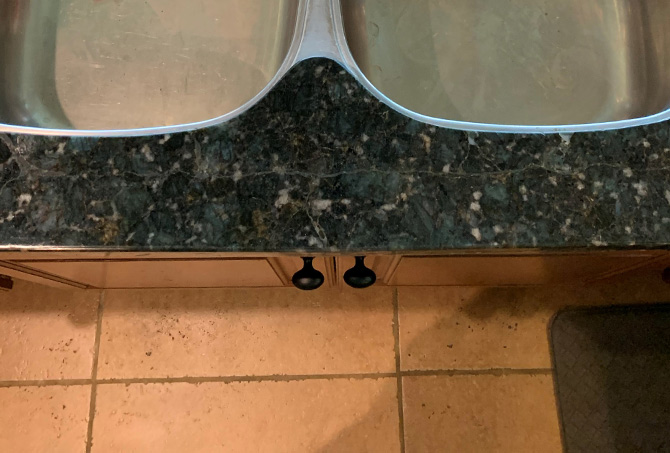 This image shows a bird's-eye view of the repaired granite countertop.