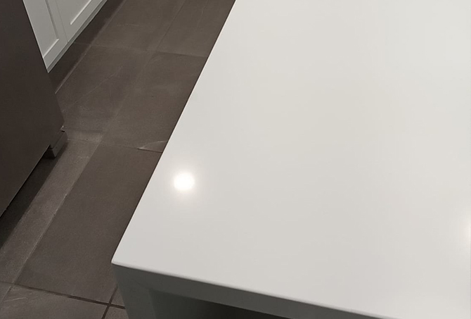 This image shows the edge of the repaired countertop.