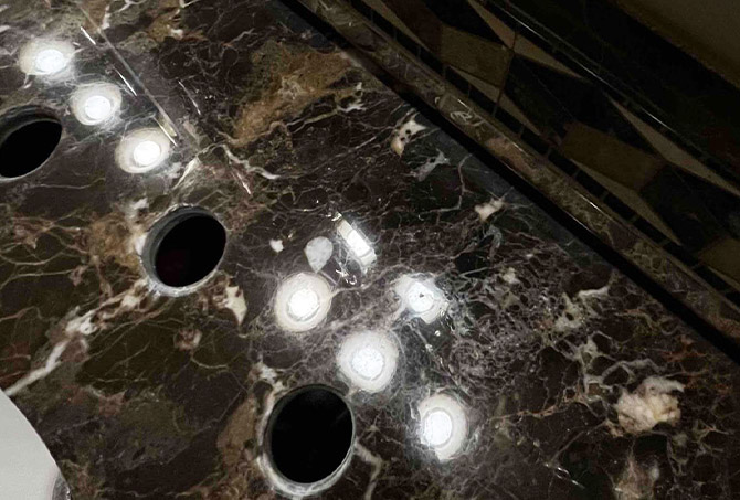 Here is a closer look at the honed and polished surface. Beautiful reflection!