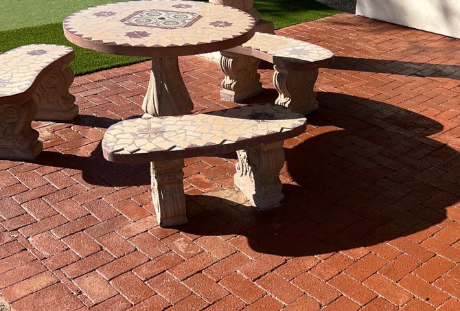 How inviting this seating area is with the color and shine restored to the brick pavers!