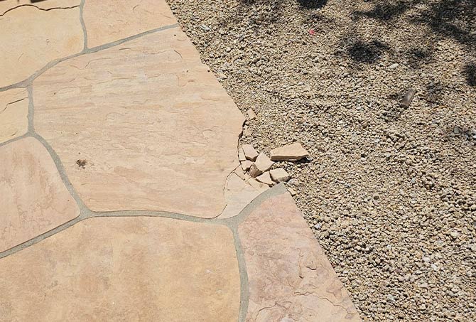 This image shows one example of the flagstone damage.