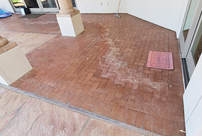 Here is a BEFORE image of the brick pavers.