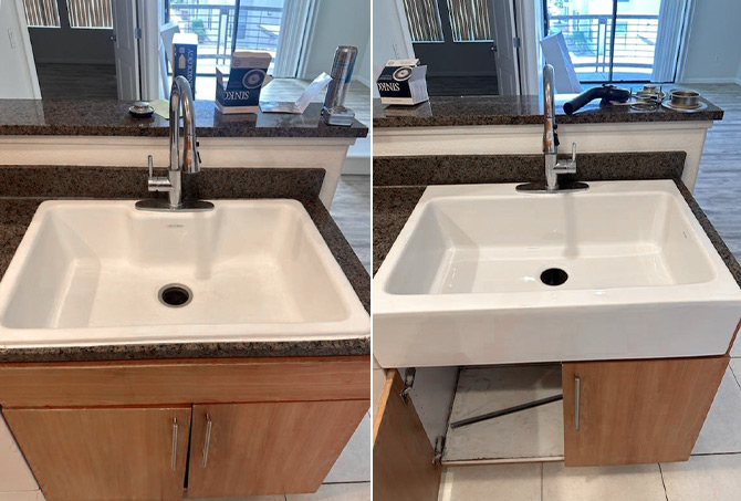 Sink Installation Before and After View
